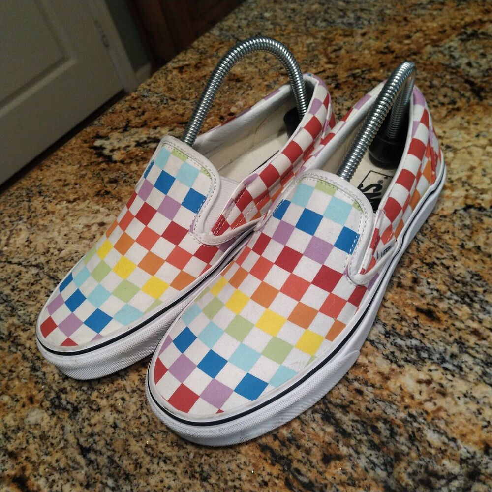Vans Classic Slip On Checkerboard Multicolor Shoes Sneaker Men's 6.5 Women's 8